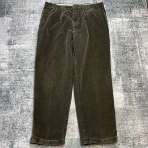 Brooks Brothers Corduroy Pants Mens 38x30‎ Olive Elliot Relaxed Trousers Pleated
